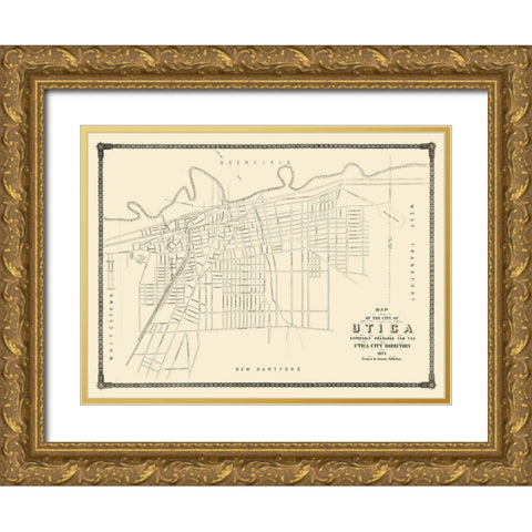Utica New York - Francis 1875 Gold Ornate Wood Framed Art Print with Double Matting by Francis