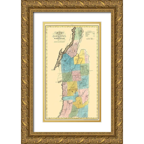 Washington New York Landowner - Burr 1829 Gold Ornate Wood Framed Art Print with Double Matting by Burr