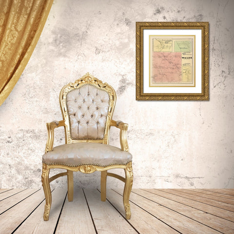 Wales New York Landowner - Stone 1866 Gold Ornate Wood Framed Art Print with Double Matting by Stone