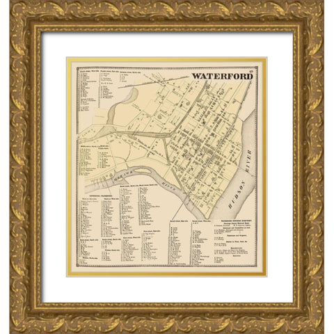 Waterford New York Landowner - Stone 1866 Gold Ornate Wood Framed Art Print with Double Matting by Stone