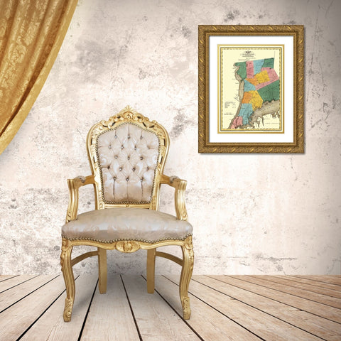 Westchester New York Landowner - Burr 1829 Gold Ornate Wood Framed Art Print with Double Matting by Burr