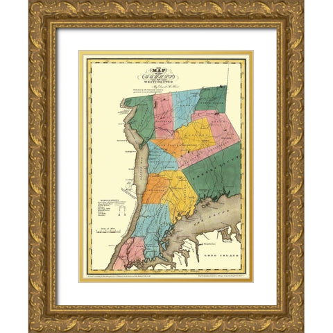 Westchester New York Landowner - Burr 1829 Gold Ornate Wood Framed Art Print with Double Matting by Burr