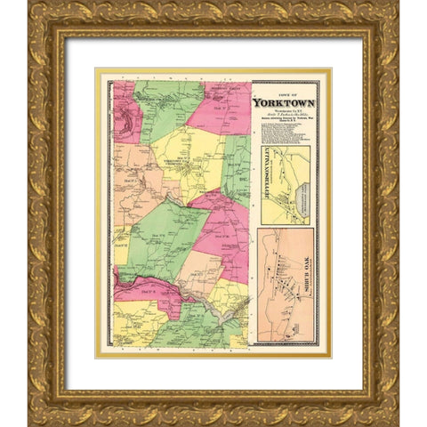 Yorktown New York Landowner - Beers 1868 Gold Ornate Wood Framed Art Print with Double Matting by Beers