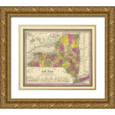 New York - Mitchell 1846 Gold Ornate Wood Framed Art Print with Double Matting by Mitchell