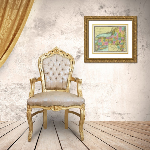 New York - Burr 1835 Gold Ornate Wood Framed Art Print with Double Matting by Burr