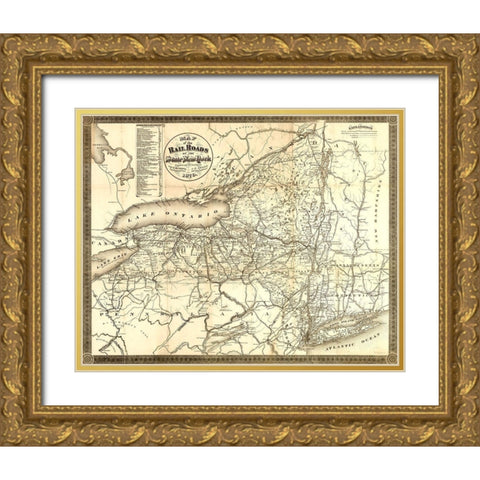 New York Railroads - Richmond 1870 Gold Ornate Wood Framed Art Print with Double Matting by Sweet