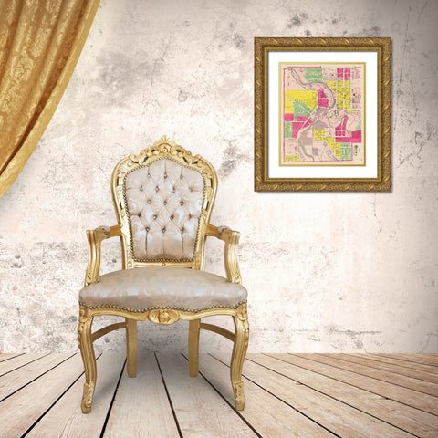 Berea Ohio - Cram 1892 Gold Ornate Wood Framed Art Print with Double Matting by Cram