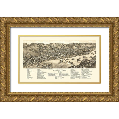 Bellaire Ohio - Beck 1882 Gold Ornate Wood Framed Art Print with Double Matting by Beck