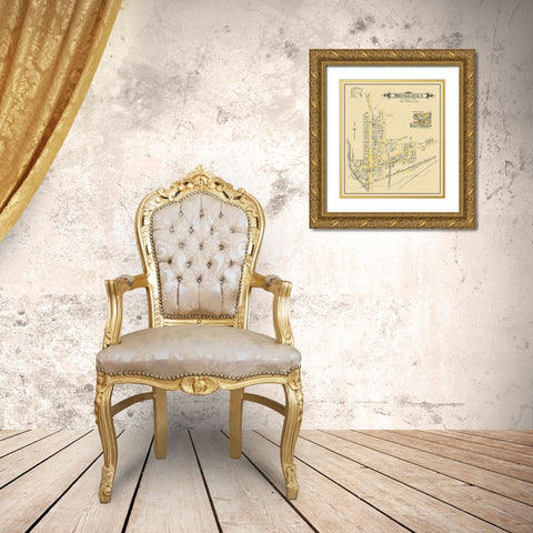 Brinkhaven Ohio Landowner - Cadwell 1896 Gold Ornate Wood Framed Art Print with Double Matting by Cadwell