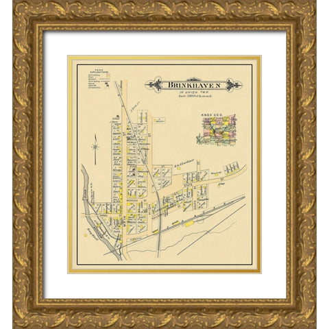 Brinkhaven Ohio Landowner - Cadwell 1896 Gold Ornate Wood Framed Art Print with Double Matting by Cadwell