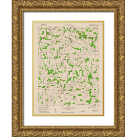 Chesterville Ohio Quad - USGS 1961 Gold Ornate Wood Framed Art Print with Double Matting by USGS
