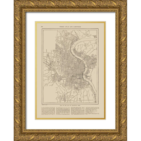 Cincinnati Ohio - Reynold 1921 Gold Ornate Wood Framed Art Print with Double Matting by Reynold