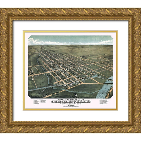 Circleville Ohio - Stoner 1876 Gold Ornate Wood Framed Art Print with Double Matting by Stoner