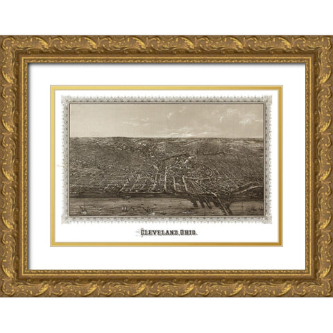Cleveland Ohio - Vogt 1887 Gold Ornate Wood Framed Art Print with Double Matting by Vogt