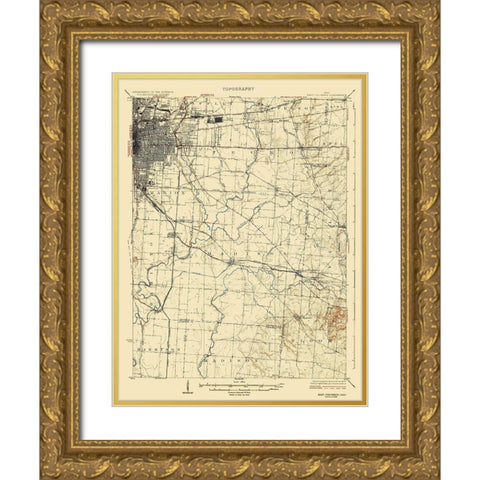 Coloumbus East Ohio Quad - USGS 1925 Gold Ornate Wood Framed Art Print with Double Matting by USGS