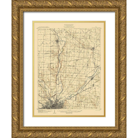 Dayton Ohio Quad - USGS 1906 Gold Ornate Wood Framed Art Print with Double Matting by USGS