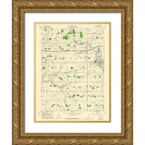 Delta Ohio Quad - USGS 1960 Gold Ornate Wood Framed Art Print with Double Matting by USGS