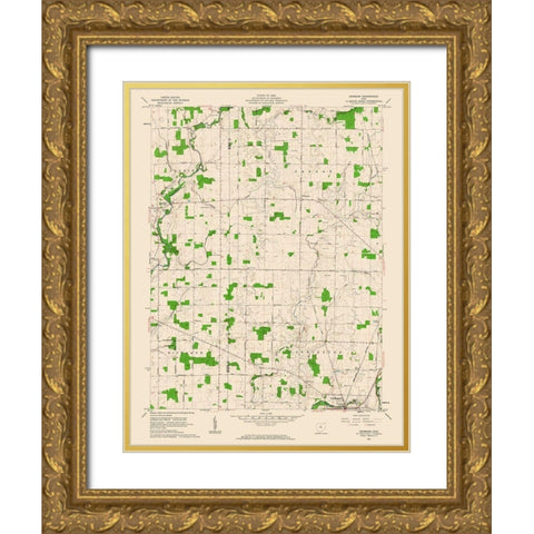 Denmark Ohio Quad - USGS 1961 Gold Ornate Wood Framed Art Print with Double Matting by USGS