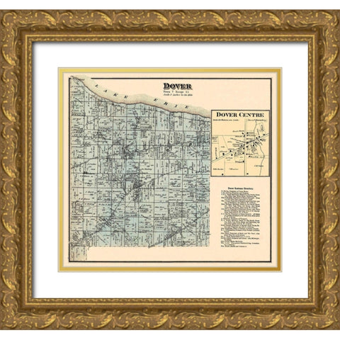 Dover Ohio Landowner - Titus 1876 Gold Ornate Wood Framed Art Print with Double Matting by Titus