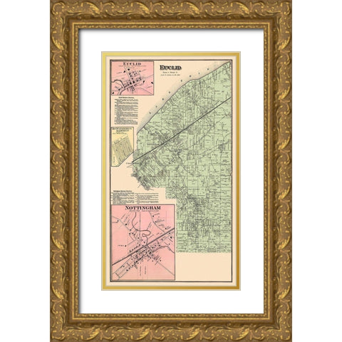 Euclid Ohio Landowner - Cram 1874 Gold Ornate Wood Framed Art Print with Double Matting by Cram