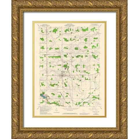 Fayette Ohio Quad - USGS 1960 Gold Ornate Wood Framed Art Print with Double Matting by USGS