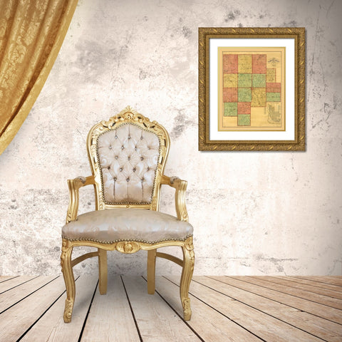 Fairfield County Ohio - Touson 1848 Gold Ornate Wood Framed Art Print with Double Matting by Touson