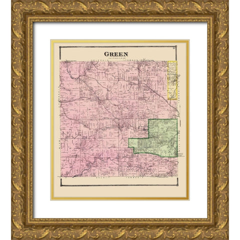 Green Ohio - Titus 1869 Gold Ornate Wood Framed Art Print with Double Matting by Titus