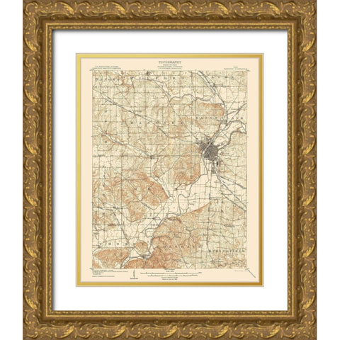 Hamilton Ohio Quad - USGS 1905 Gold Ornate Wood Framed Art Print with Double Matting by USGS