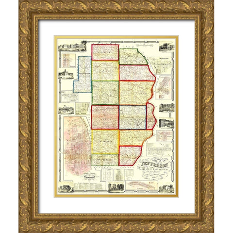 Jefferson Ohio Landowner - Lee 1856 Gold Ornate Wood Framed Art Print with Double Matting by Lee