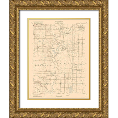 Jefferson Ohio Quad - USGS 1907 Gold Ornate Wood Framed Art Print with Double Matting by USGS