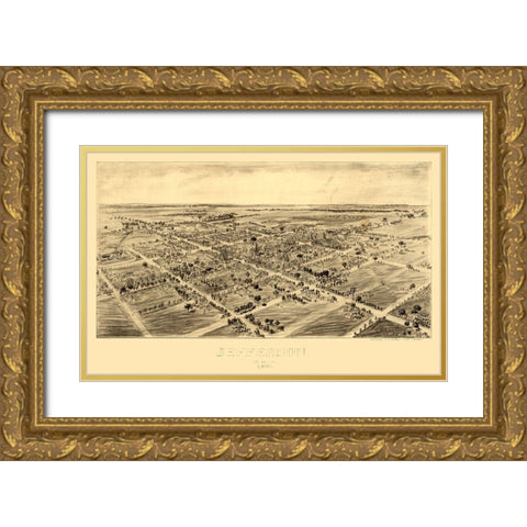 Jefferson Ohio - Fowler 1901 Gold Ornate Wood Framed Art Print with Double Matting by Fowler