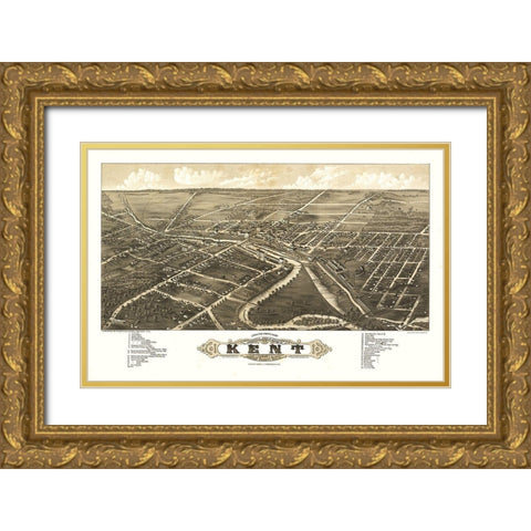 Kent Ohio - Stoner 1882 Gold Ornate Wood Framed Art Print with Double Matting by Stoner