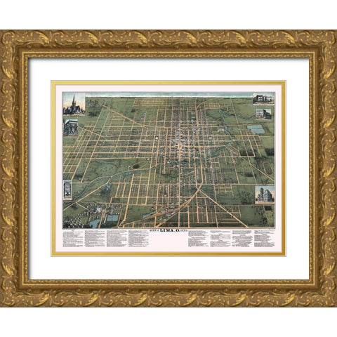 Lima Ohio - Buckingham 1892 Gold Ornate Wood Framed Art Print with Double Matting by Buckingham