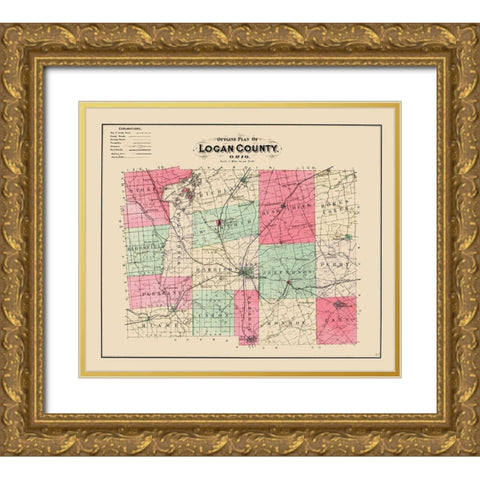 Logan Ohio - Lake 1890 Gold Ornate Wood Framed Art Print with Double Matting by Lake