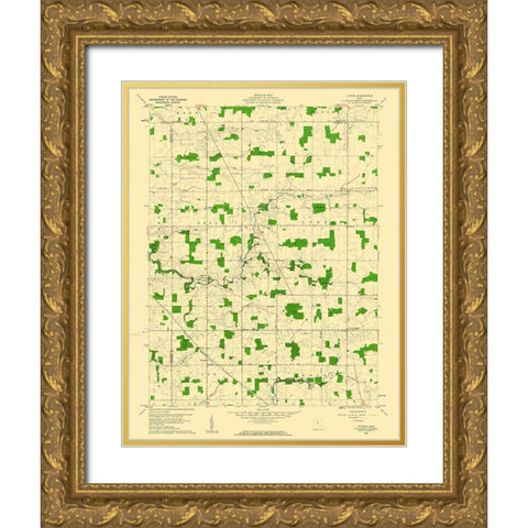 Lykens Ohio Quad - USGS 1960 Gold Ornate Wood Framed Art Print with Double Matting by USGS