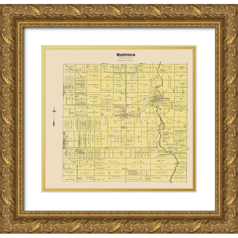 Mayfield Ohio Landowner - Cram 1892 Gold Ornate Wood Framed Art Print with Double Matting by Cram