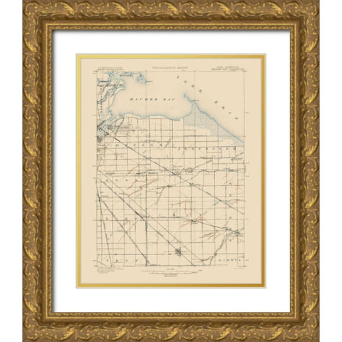 Maumee Bay Ohio Quad - USGS 1900 Gold Ornate Wood Framed Art Print with Double Matting by USGS