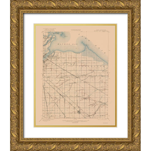 Maumee Bay Ohio Quad - USGS 1900 Gold Ornate Wood Framed Art Print with Double Matting by USGS