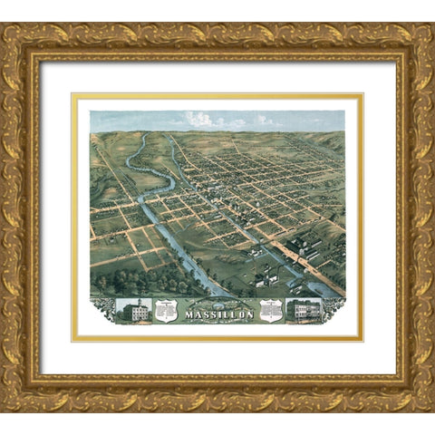 Massillon Ohio - Stoner 1870 Gold Ornate Wood Framed Art Print with Double Matting by Stoner