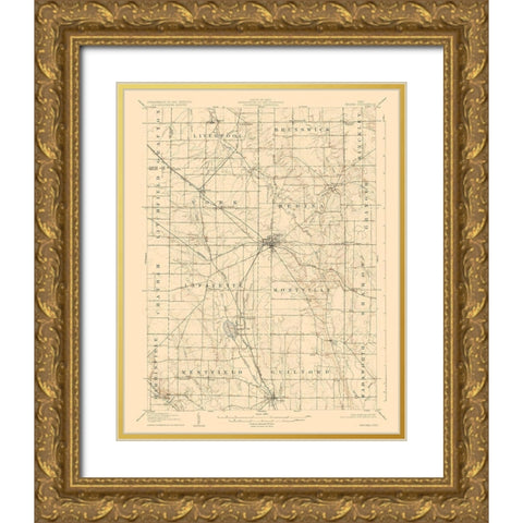 Medina Ohio Quad - USGS 1906 Gold Ornate Wood Framed Art Print with Double Matting by USGS