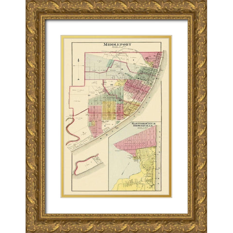 Middleport, Hartford, Brownsville Ohio, W Virginia Gold Ornate Wood Framed Art Print with Double Matting by Hayes