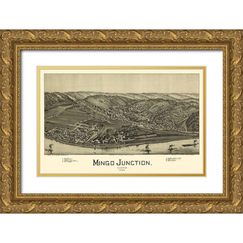 Mingo Junction Ohio - Moyer 1899 Gold Ornate Wood Framed Art Print with Double Matting by Moyer