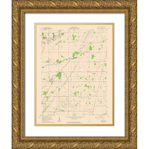 Monnett Ohio Quad - USGS 1961 Gold Ornate Wood Framed Art Print with Double Matting by USGS