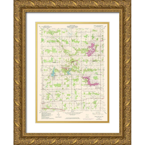 Nettle Lake Ohio Quad - USGS 1961 Gold Ornate Wood Framed Art Print with Double Matting by USGS