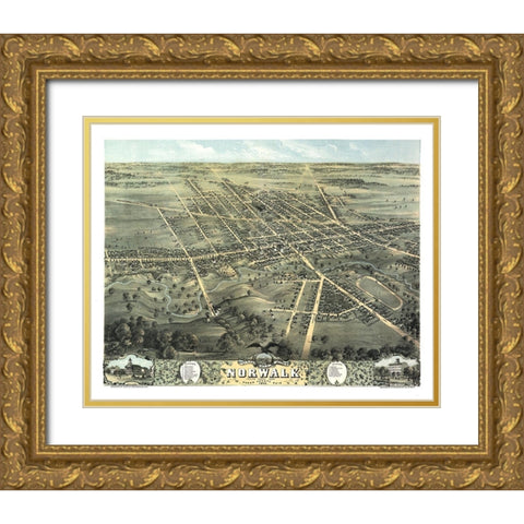 Norwalk Ohio - Stoner 1870 Gold Ornate Wood Framed Art Print with Double Matting by Stoner