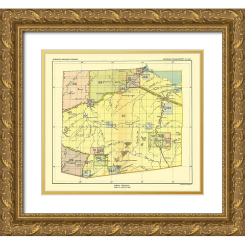 Ohio - Detail - Hoen 1896 Gold Ornate Wood Framed Art Print with Double Matting by Hoen