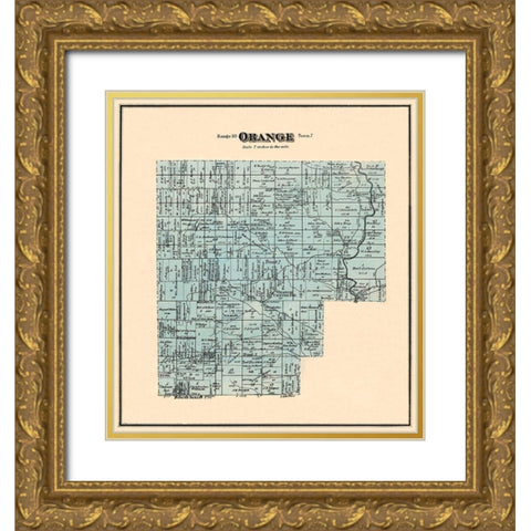Orange Ohio Landowner - Titus 1876 Gold Ornate Wood Framed Art Print with Double Matting by Titus