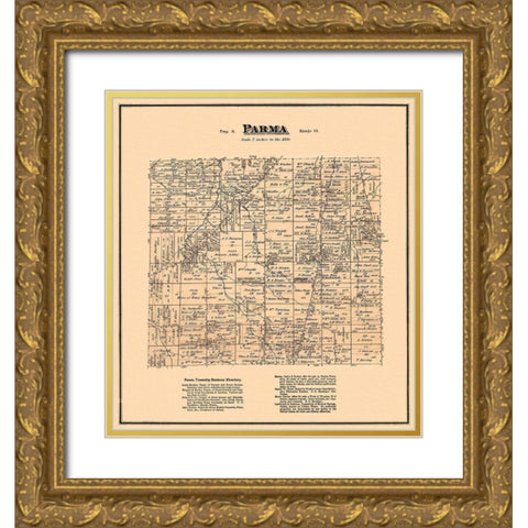 Parma Ohio Landowner - Titus 1876 Gold Ornate Wood Framed Art Print with Double Matting by Titus