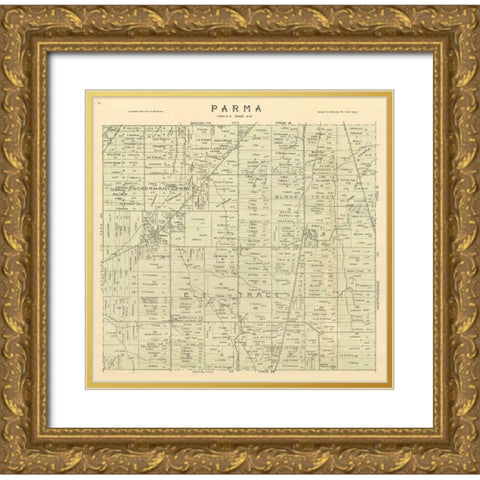 Parma Ohio Landowner - Stranahan 1903 Gold Ornate Wood Framed Art Print with Double Matting by Stranahan