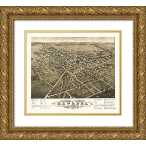 Ravenna Ohio - Ruger 1882 Gold Ornate Wood Framed Art Print with Double Matting by Ruger